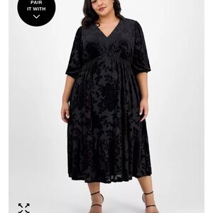 Elegant Black Floral Midi Dress